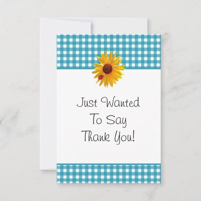 Thank You Cards Summer Sunflower Gingham (Front)