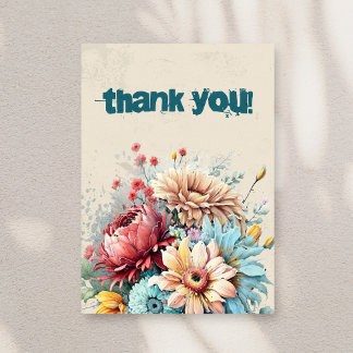 Thank You cards with Flowers, 5x7 inches, vertical