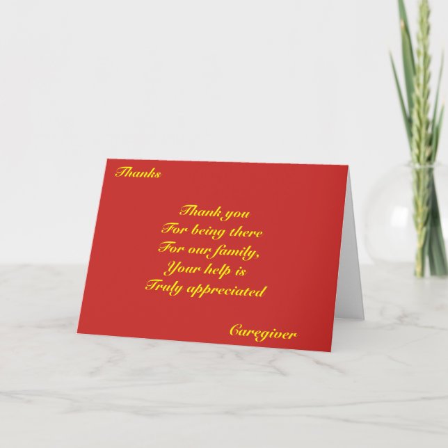 Thank you caregiver card (Front)