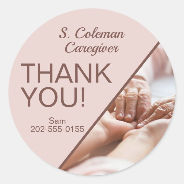 Thank You Caregiver Home Help Classic Round Sticker (Front)