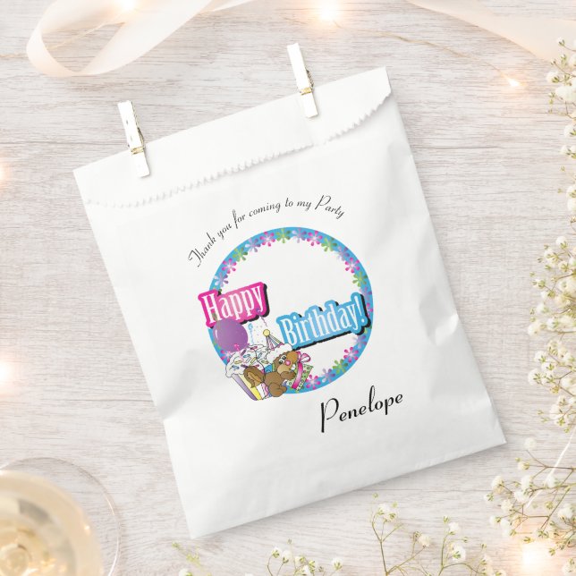Thank You Cartoon Birthday Squirrel Favour Bag (Clipped)