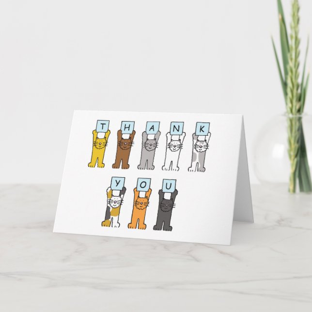 Thank You Cartoon Cats Card (Front)