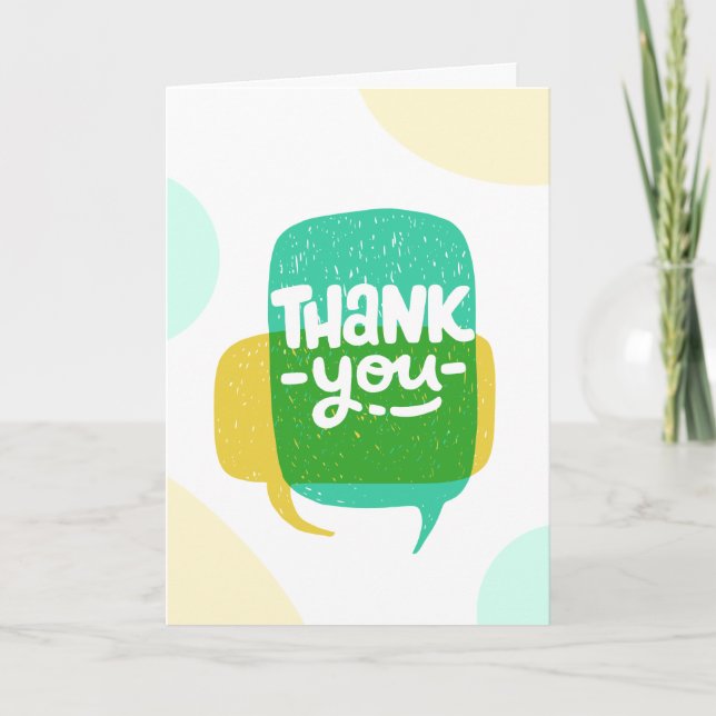 Thank You Cartoon Word Bubble Cartoon Text Bubble Card (Front)