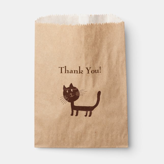 Thank You Cat Drawing  Favour Bag (Front)