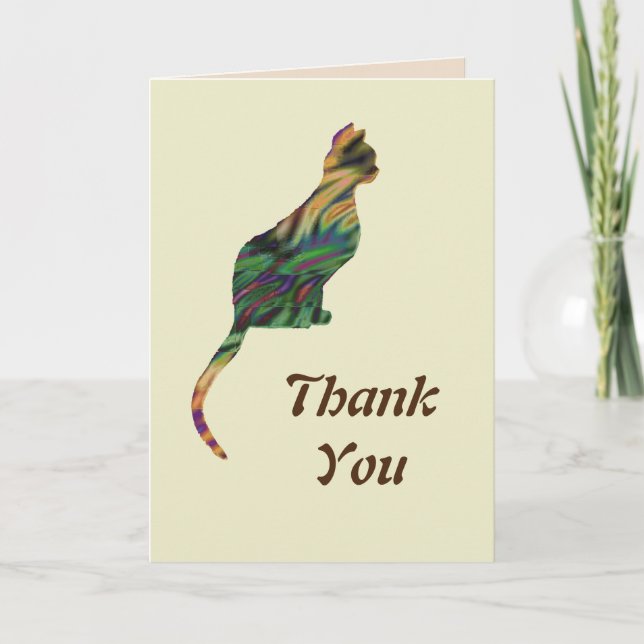 Thank You Cat Sitter Caregiver Marbled Striped Cat Card (Front)