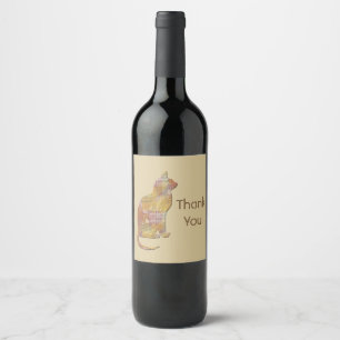 Thank You Cat Sitter Patchwork Animal Appreciation Wine Label
