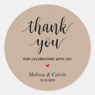 Thank you, celebrating with us, Rustic Gifts Classic Round Sticker