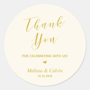 Thank you, celebrating with us, wedding reception classic round sticker