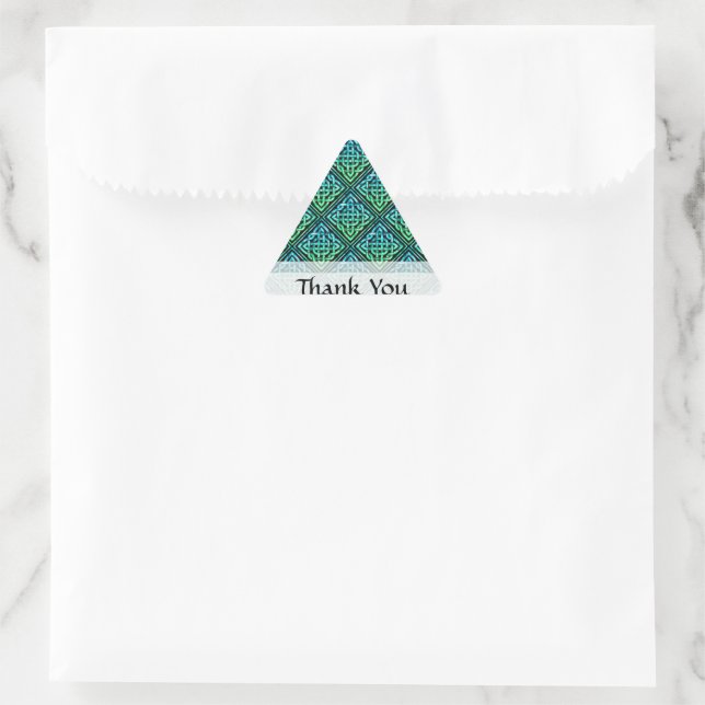 Thank You Celtic Knot - Blue Green Thank You Triangle Sticker (Bag)