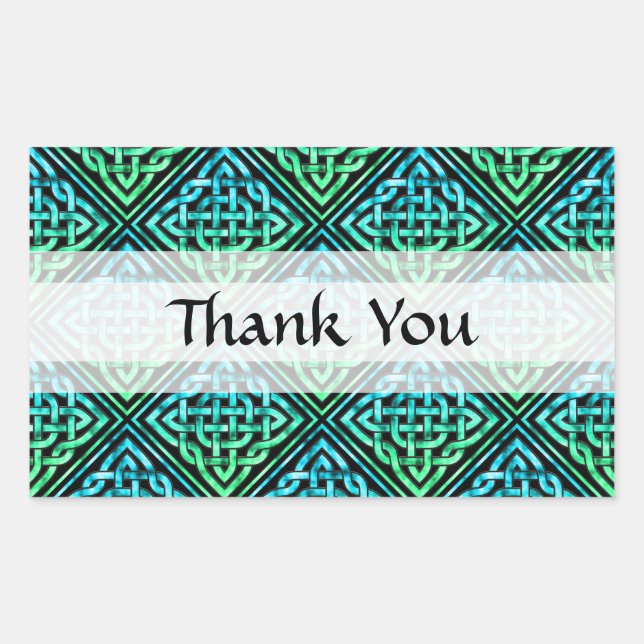 Thank You Celtic Knot - Diamond Blue Green Sticker (Front)