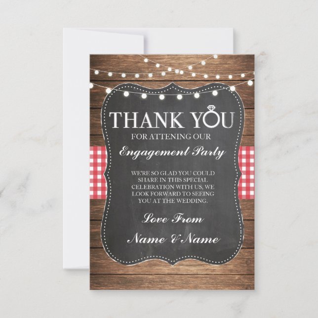 Thank You Chalk Wood Rustic Red Check Card (Front)