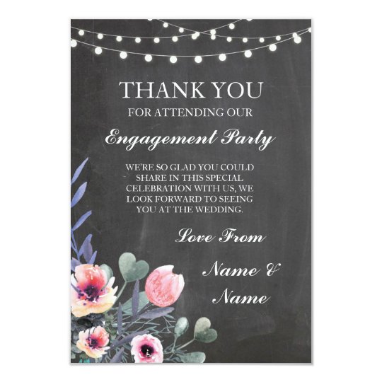 Thank You Chalkboard Rustic String Lights Card
