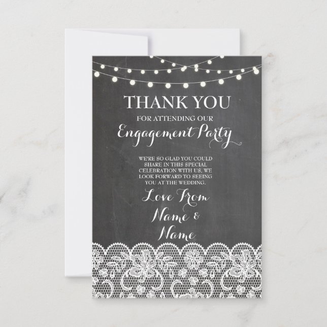 Thank You Chalkboard Rustic Winter Chalkboard Lace Card (Front)