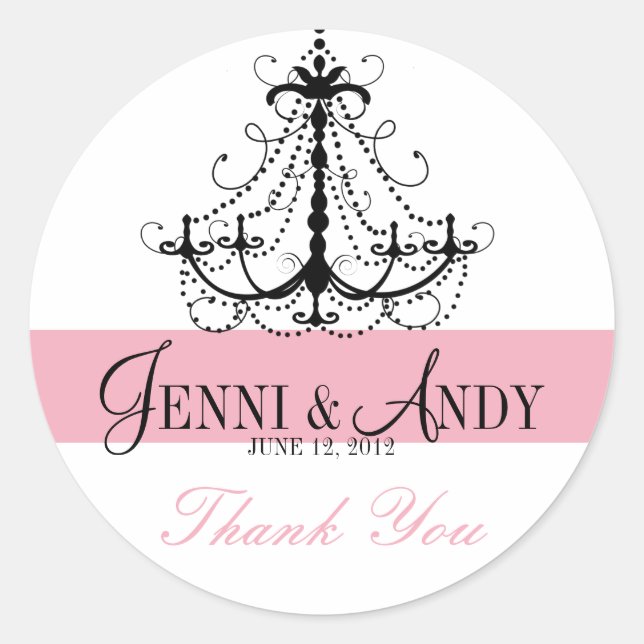 Thank You Chandelier Names Wedding Favour Stickers (Front)