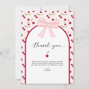 Thank you Cherry on Top Baby Shower Coquette Pink Card