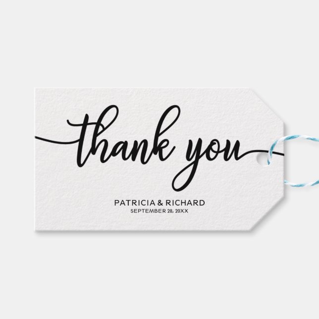 Thank You - Chic Calligraphy Wedding Favour Tags (Front (Horizontal))