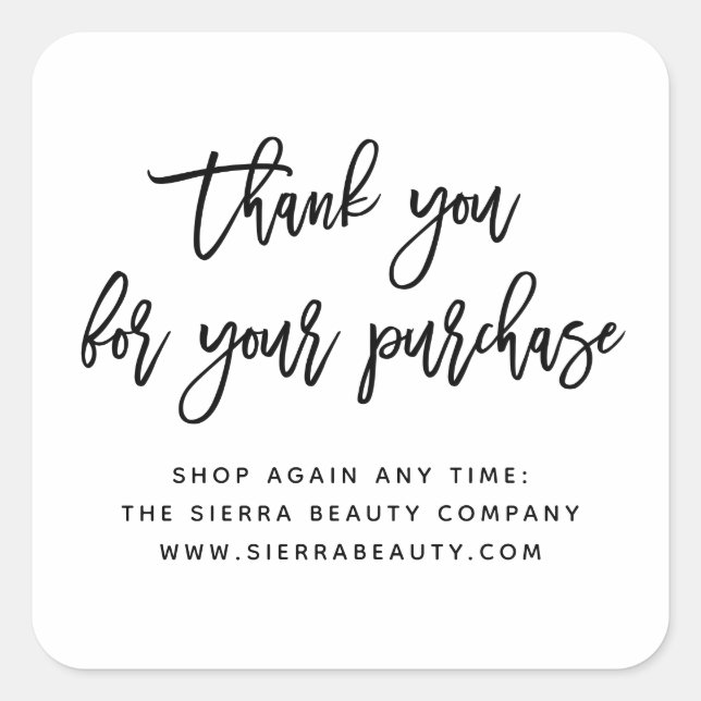 Thank You | Chic Custom Retail Boutique Square Sticker (Front)