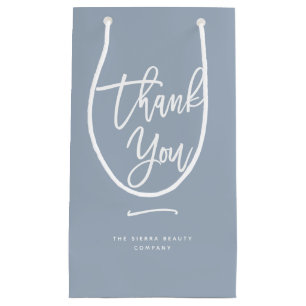 Thank You   Chic Dusty Blue Retail Shopping Bag