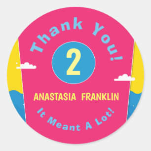 Thank you Child Tropical Pool Party Birthday Classic Round Sticker
