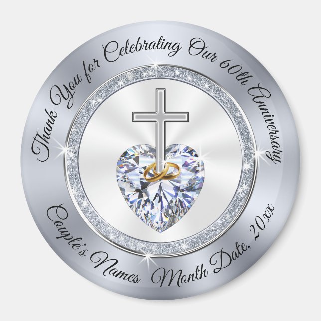 Thank You Christian 60th Anniversary Party Favours Magnet (Front)