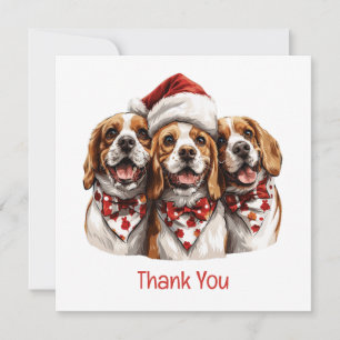 Thank You Christmas Beagle Dogs Card