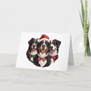 Thank You Christmas Bernese Mountain Dogs Card