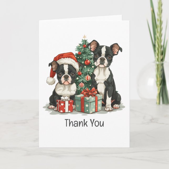 Thank You Christmas Boston Terrier Dogs (Front)
