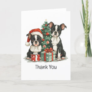 Thank You Christmas Boston Terrier Dogs Card