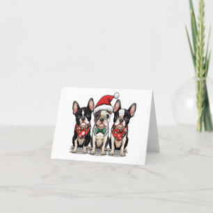 Thank You Christmas Boston Terrier Dogs Card