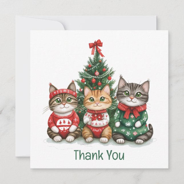 Thank You Christmas Cats Card (Front)