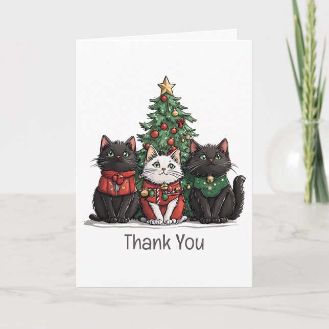 Thank You Christmas Cats Holiday Tree (Front)