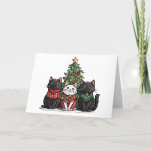 Thank You Christmas Cats Holiday Tree Card