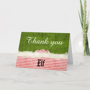 "Thank You" Christmas Elf Theme Green/Red/white Thank You Card