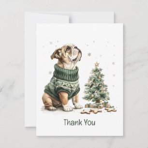 Thank You Christmas English Bulldog Christmas Tree Card