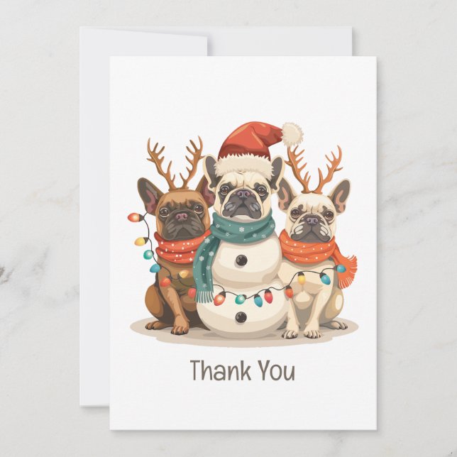 Thank You Christmas French Bulldog Reindeer Dogs (Front)