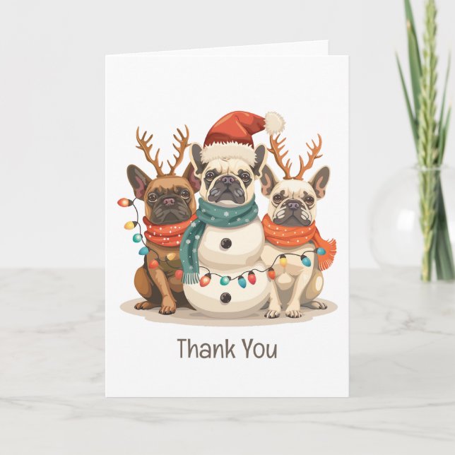Thank You Christmas French Bulldog Reindeer Dogs (Front)