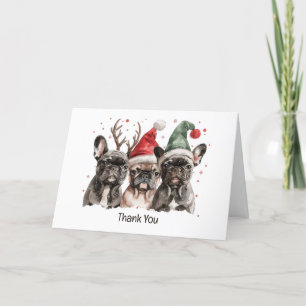 Thank You Christmas French Bulldog Reindeer Dogs Card