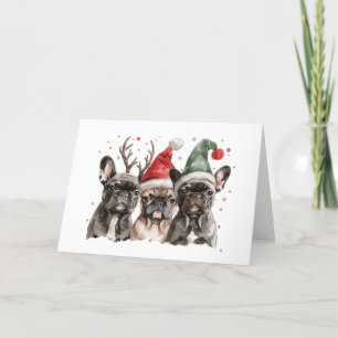 Thank You Christmas French Bulldog Reindeer Dogs Card