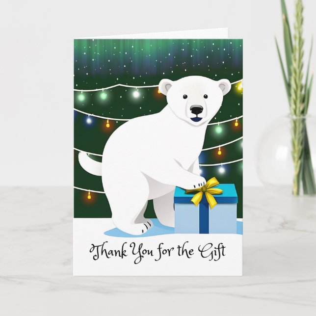 Thank You Christmas Gift with Polar Bear in Snow Card (Front)