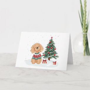 Thank You Christmas Goldendoodle Dog Card