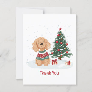 Thank You Christmas Goldendoodle Dog Postcard