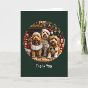 Thank You Christmas Goldendoodle Puppy Dogs Card