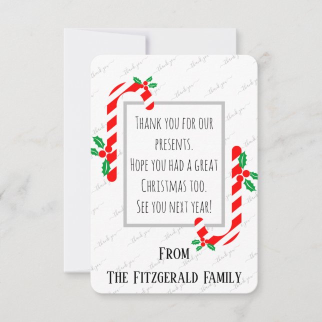 Thank You Christmas Holiday Custom Personalized Card (Front)