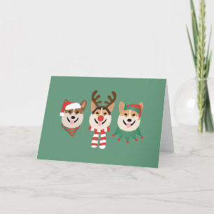 Thank You Christmas Pembroke Welsh Corgi Dogs Card