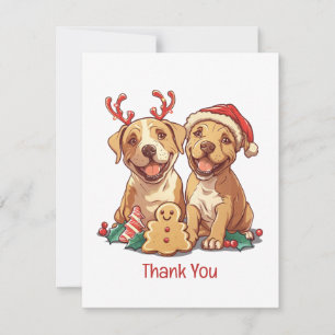 Thank You Christmas Pit Bull Dogs Card