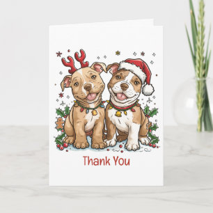 Thank You Christmas Pit Bull Dogs Card