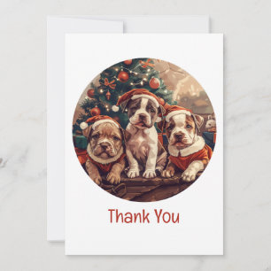 Thank You Christmas Pit Bull Puppy Dogs Card