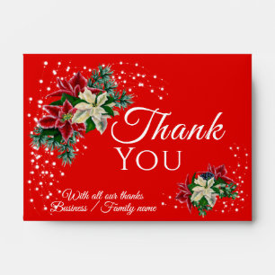 Thank You Christmas Poinsettia Red Cash Gift Envelope