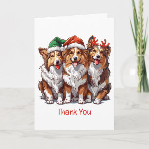 Thank You Christmas Shetland Sheepdogs Card