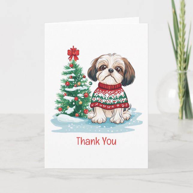 Thank You Christmas Shih Tzu Dog (Front)